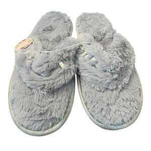 Gold Toe Ladies Large Gray Memory Foam Indoor Outdoor Thong Slippers Jeweled NWT
